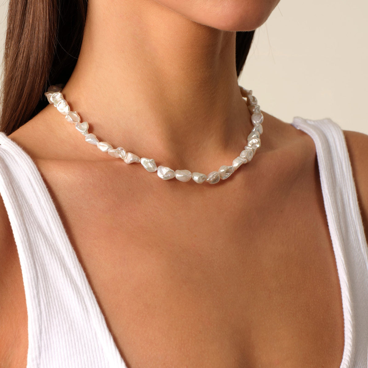 Aura Pearl freshwater pearl necklace in a real still life setting