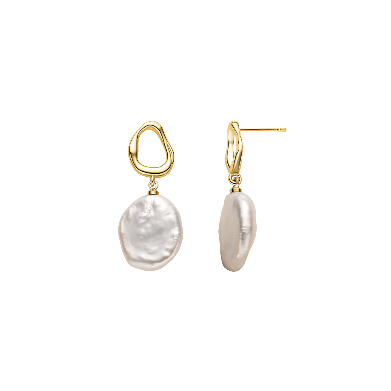Aura Pearl PFE1159-SY baroque pearl earrings detail view