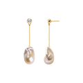 Aura Pearl PLE1144-SY pearl and cubic zirconia chain drop earrings