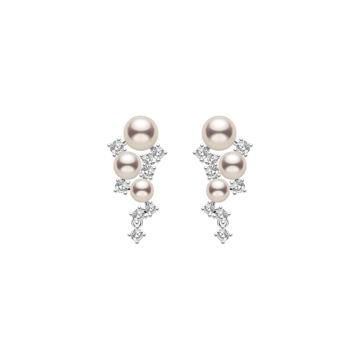 Starlit Cascade Pearl Lab-Grown Diamond Earrings