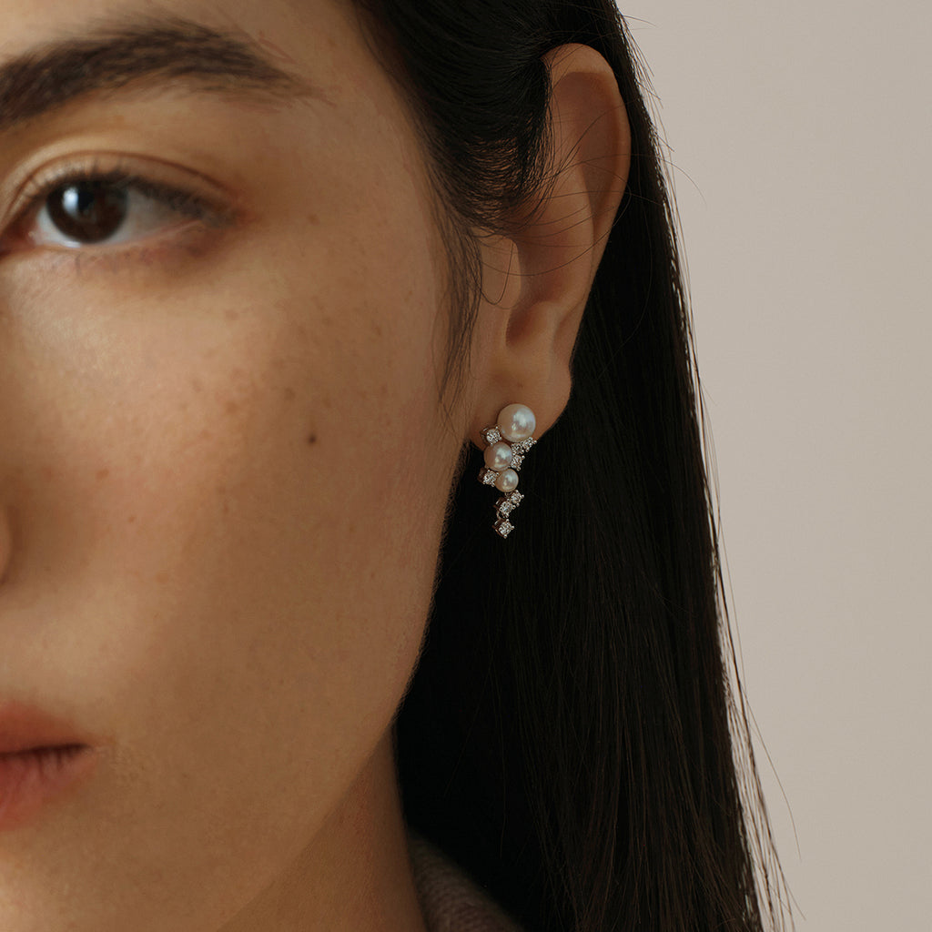 Starlit Cascade Pearl Lab-Grown Diamond Earrings