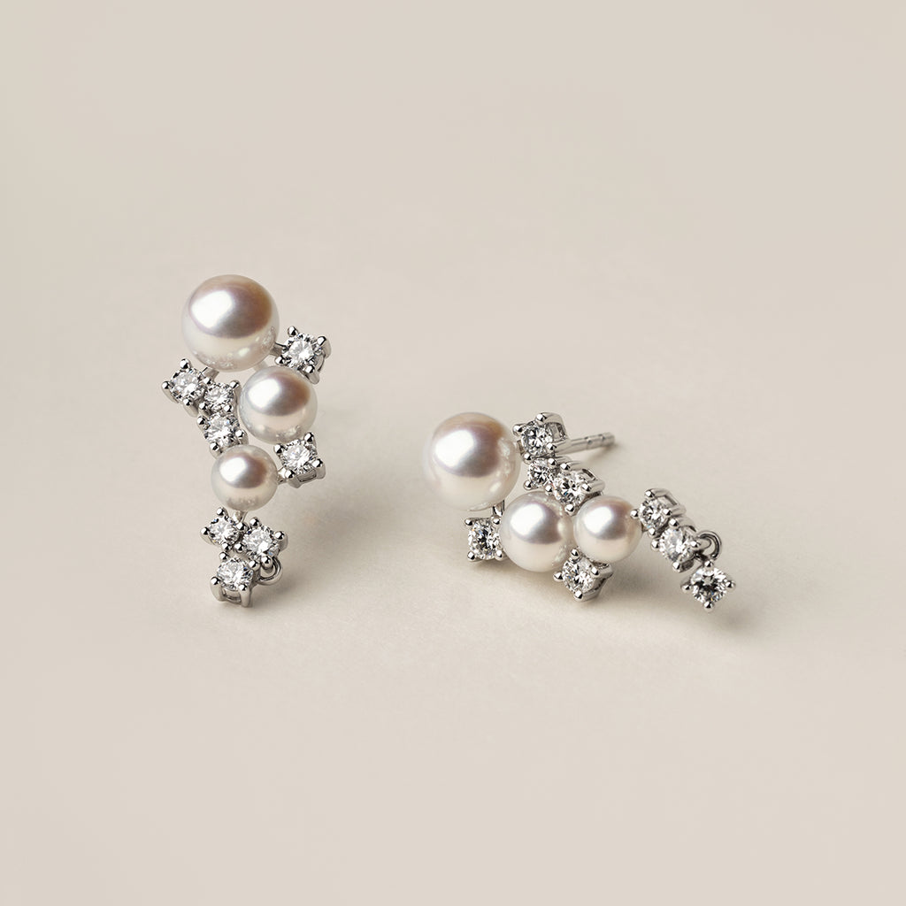 Starlit Cascade Pearl Lab-Grown Diamond Earrings