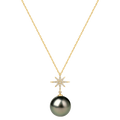 Aura Pearl PLN0062-SY Tahitian pearl starburst pendant necklace detail view