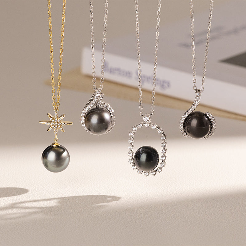 Aura Pearl PLN0062-SY Tahitian pearl necklace styled comparison
