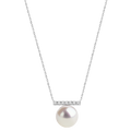 Aura Pearl PLN0139-SW Edison pearl bar cubic zirconia pendant necklace front view