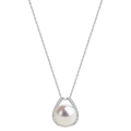 Aura Pearl PLN0237-SW Edison pearl cubic zirconia pendant necklace front view