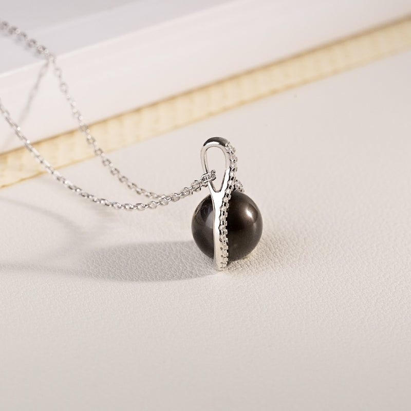Aura Pearl PLN0341-SW Tahitian pearl pendant necklace side detail