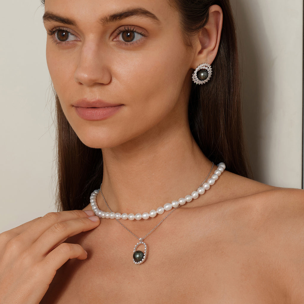 Aura Pearl PLN0884-SW Tahitian pearl necklace layered styling