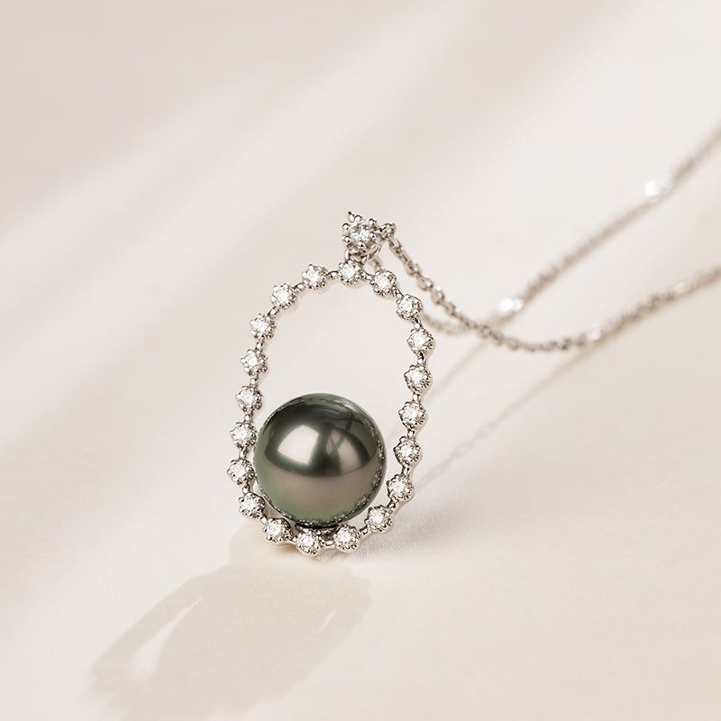 Aura Pearl PLN0884-SW Tahitian pearl necklace detail