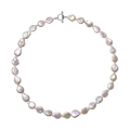 Baroque iridescent freshwater pearl strand necklace in 925 sterling silver, front view