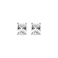 Emerald-cut cubic zirconia stud earrings in silver color front pair view