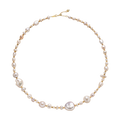 Freshwater baroque mixed pearl strand necklace in 925 sterling silver, front view