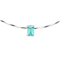 Lab-created Paraiba garnet rectangular pendant necklace in sterling silver, front view