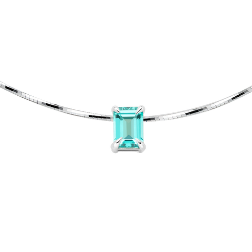 Lab-created Paraiba garnet rectangular pendant necklace in sterling silver, front view