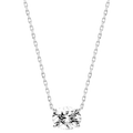 Oval cubic zirconia pendant necklace in white gold color, front view