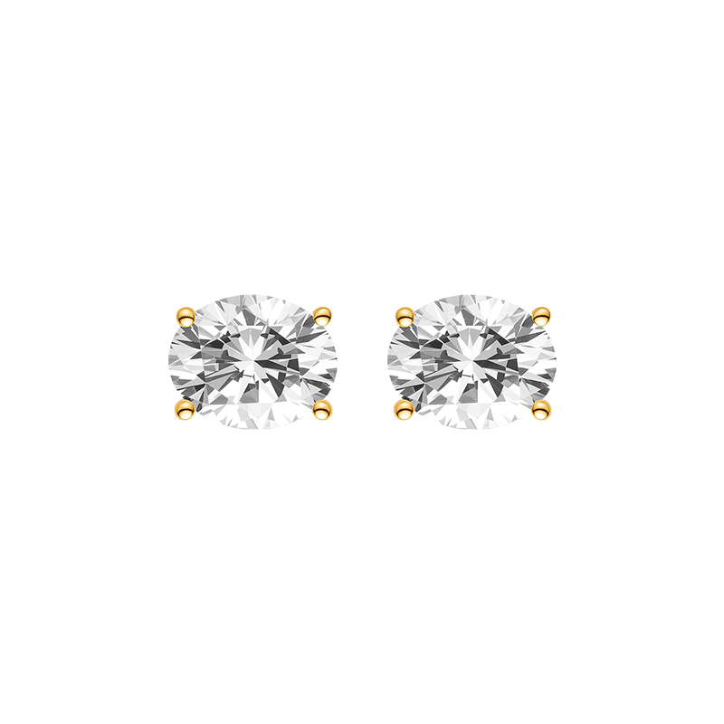 Oval cubic zirconia stud earrings in 18K gold-plated sterling silver, front view