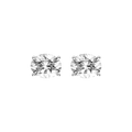 Oval cubic zirconia stud earrings in silver color front pair view