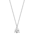 Pear-shaped cubic zirconia pendant necklace in white gold color, front view
