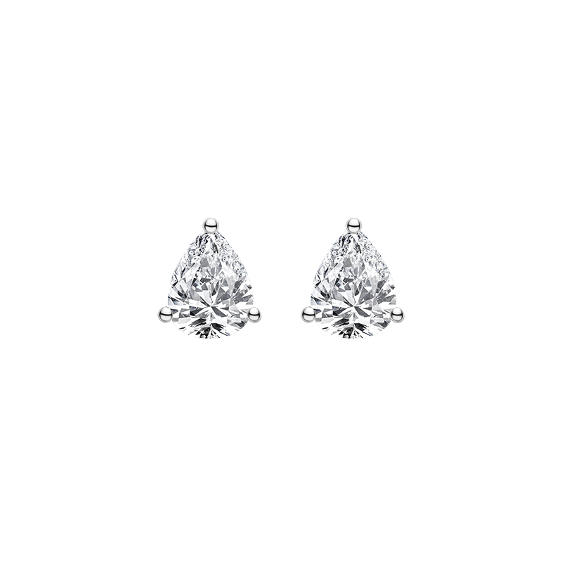 Pear-shaped cubic zirconia stud earrings in silver color side view