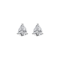 Pear-shaped cubic zirconia stud earrings in silver color side view