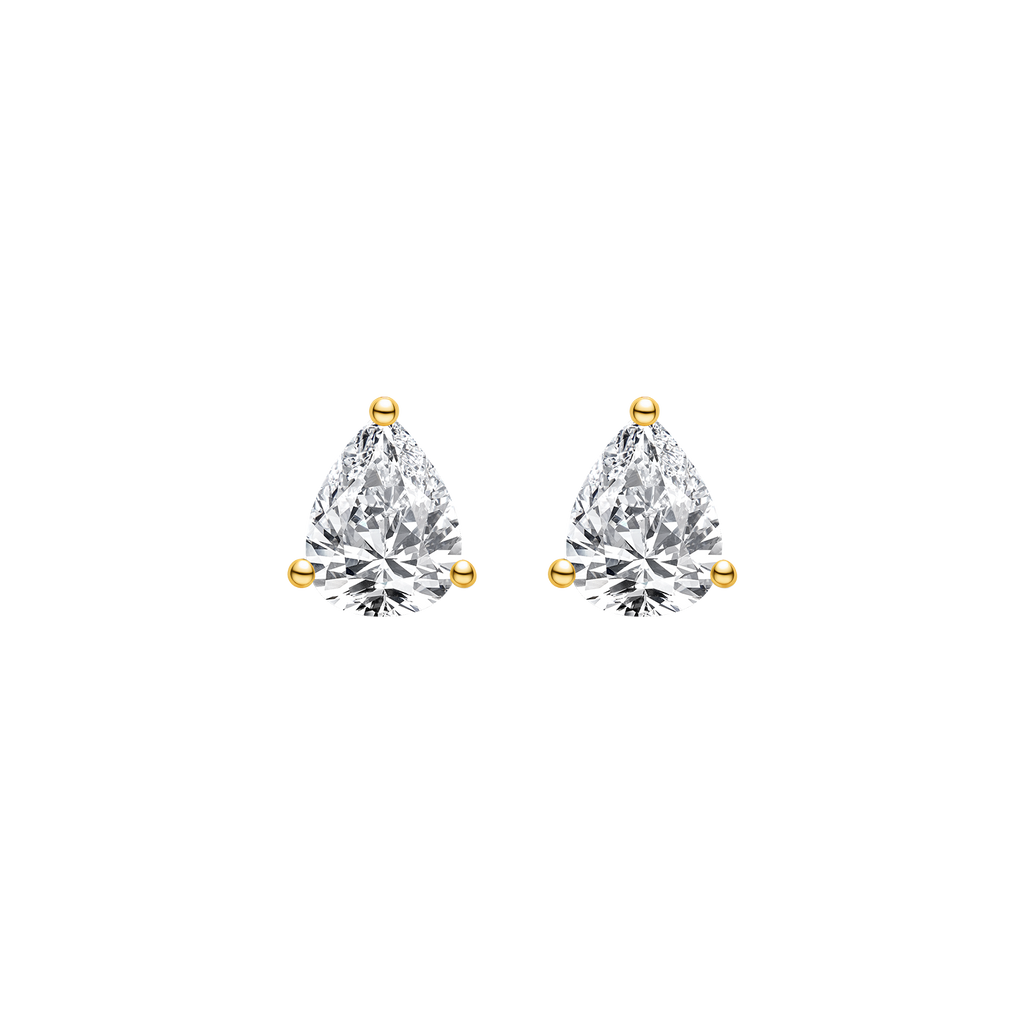 Pear-shaped cubic zirconia stud earrings in 18K gold-plated sterling silver, front view