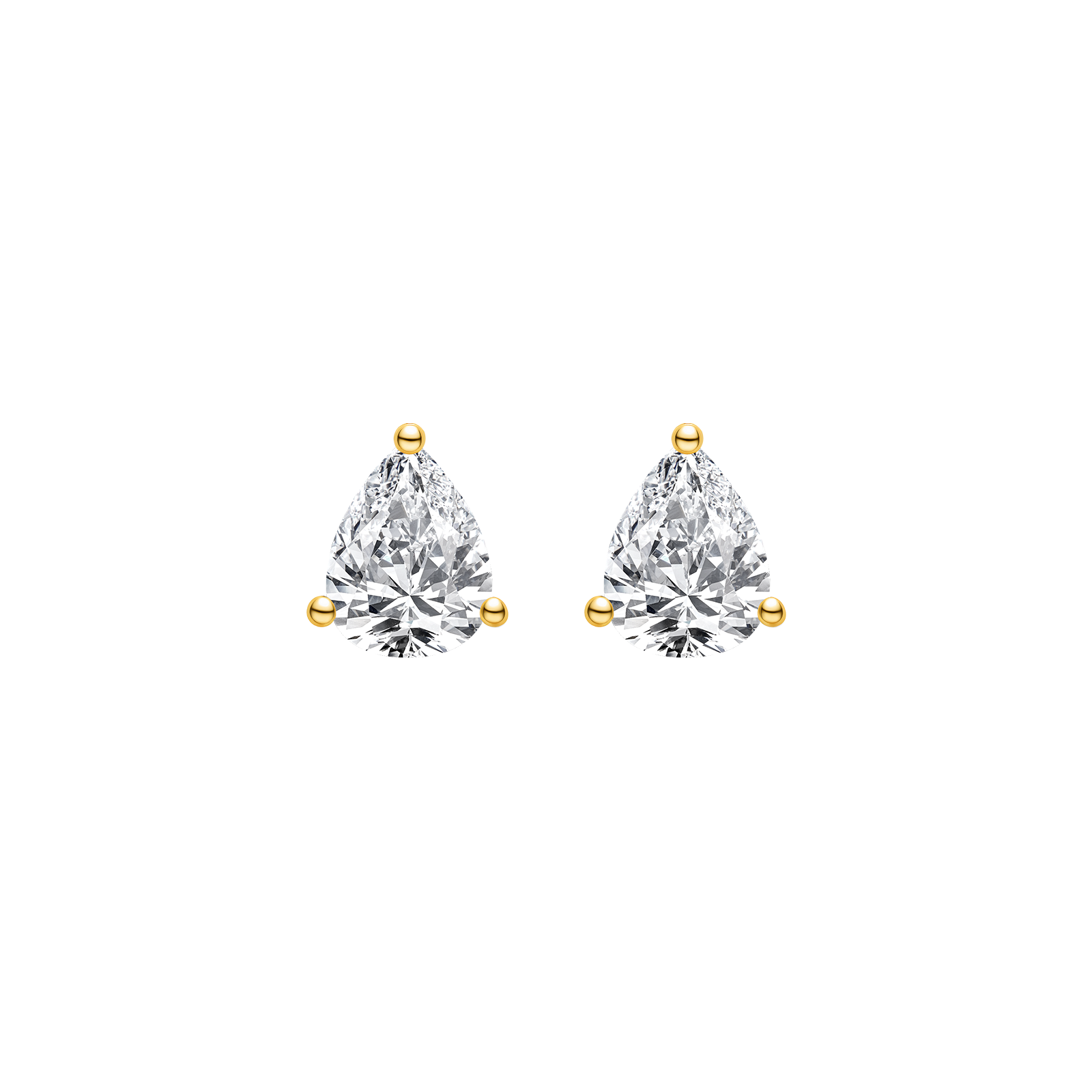 Pear-shaped cubic zirconia stud earrings in 18K gold-plated sterling silver, front view
