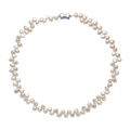 Freshwater pearl bow clasp strand necklace in 925 sterling silver, front view