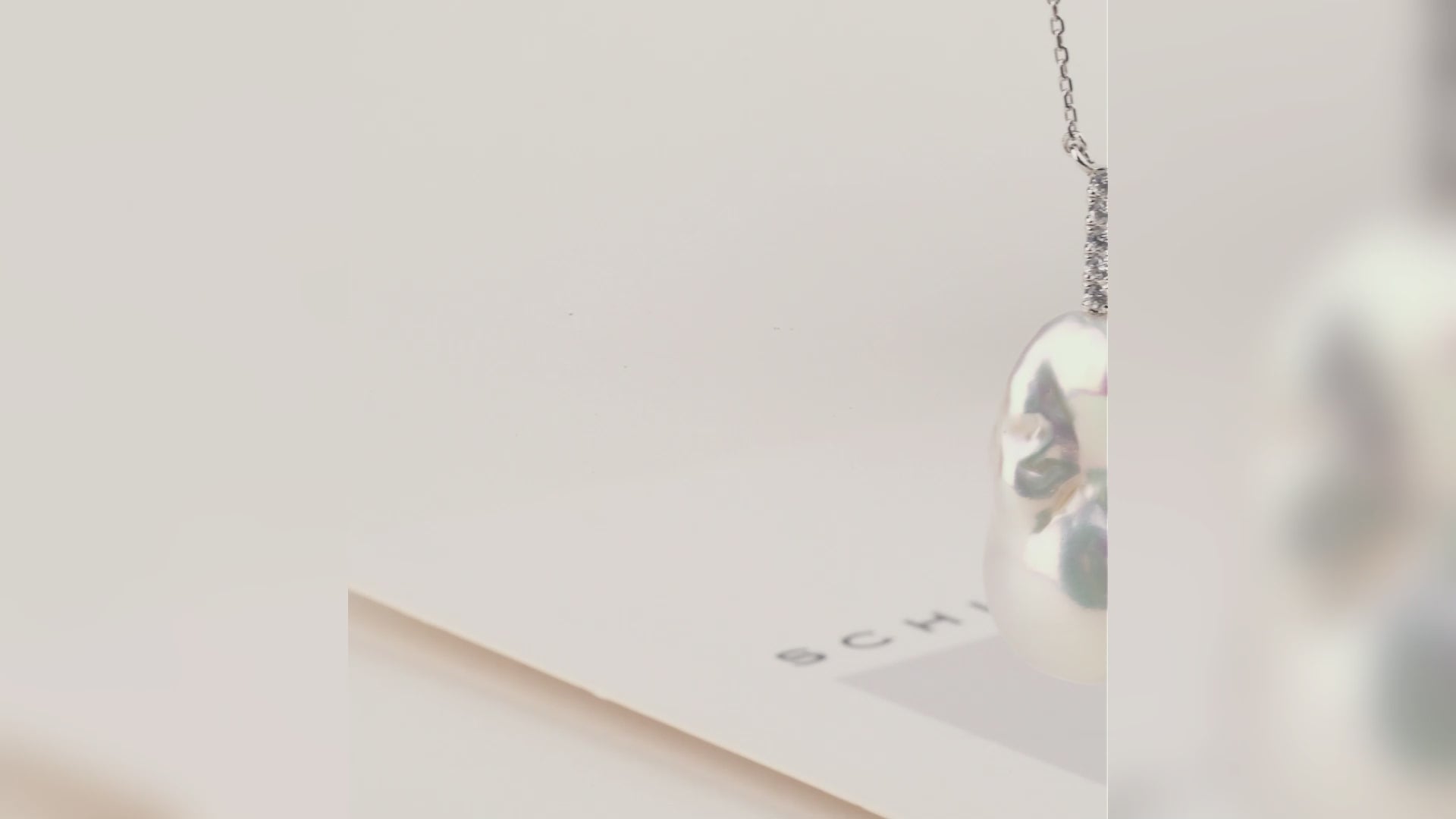 Baroque Freshwater Pearl Vertical CZ Baton Pendant Necklace in 925 Sterling Silver