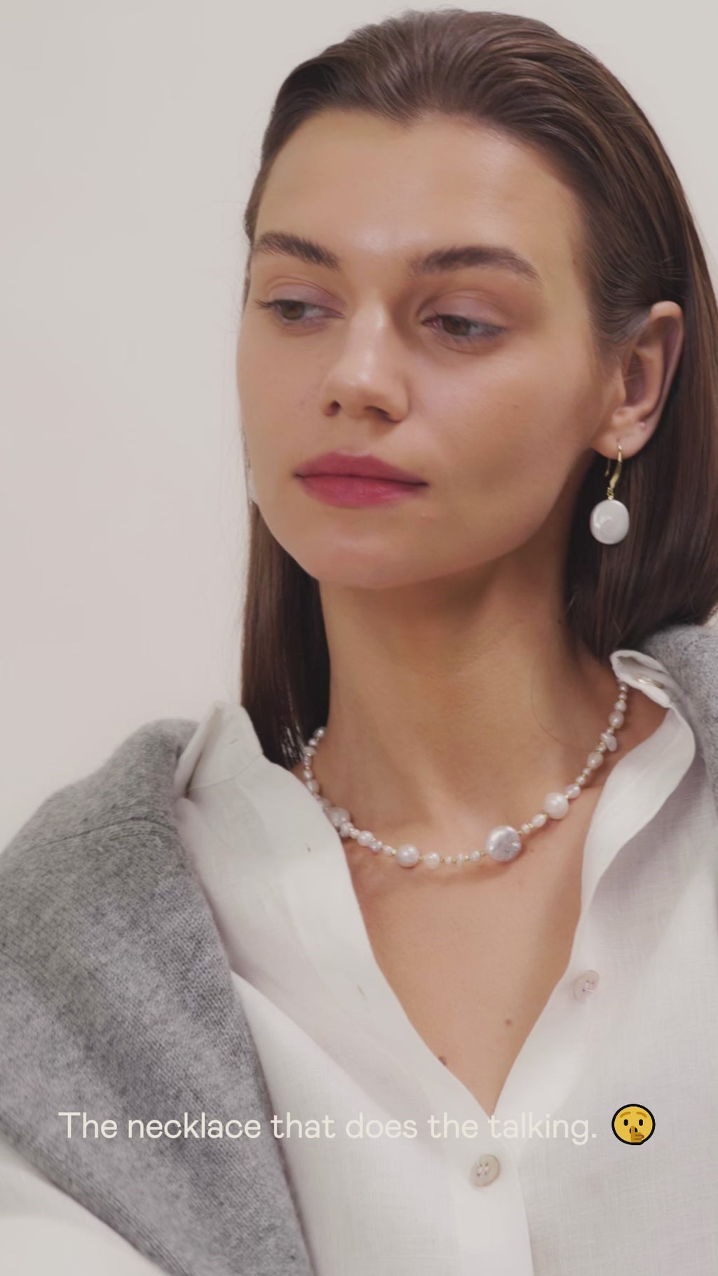 Model wearing mixed freshwater baroque pearl strand necklace video