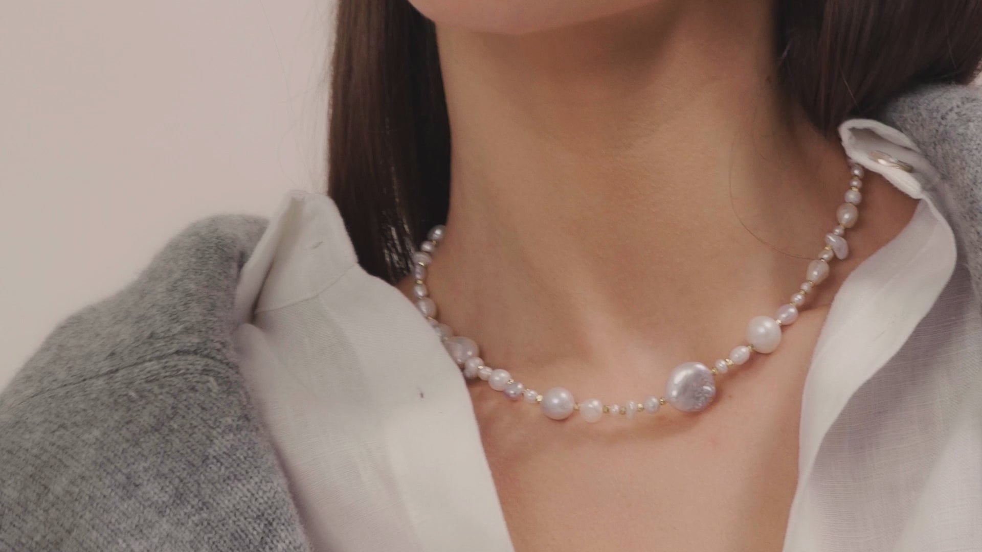 Mixed freshwater baroque pearl strand necklace product video