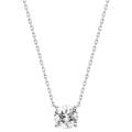 Round cubic zirconia solitaire pendant necklace in white gold color, front view