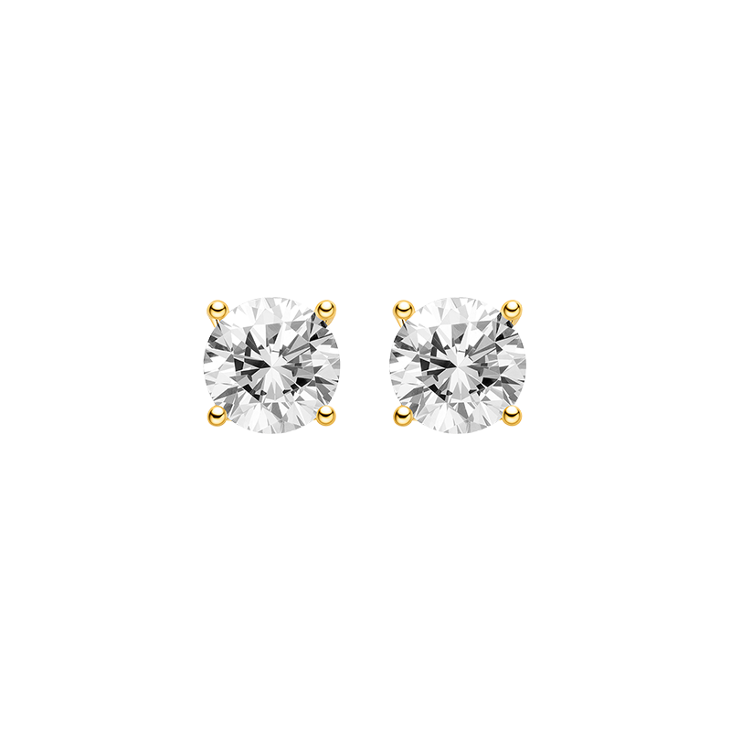 Round cubic zirconia stud earrings in 18K gold-plated sterling silver, front view